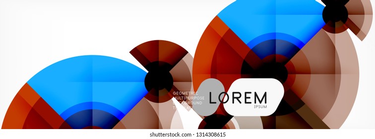 Mínimos círculos geométricos y triángulos de fondo abstracto, diseño tecno moderno, plantilla de afiche, diseño vectorial
