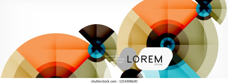 Minimal geometric circles and triangles abstract background, techno modern design, poster template, vector design