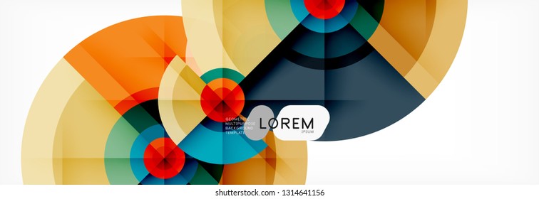 Minimal geometric circles and triangles abstract background, techno modern design, poster template, vector design