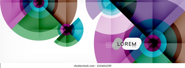 Minimal geometric circles and triangles abstract background, techno modern design, poster template, vector design