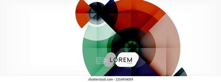 Minimal geometric circles and triangles abstract background, techno modern design, poster template, vector design