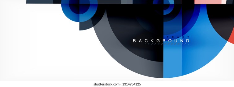 Minimal geometric circles and triangles abstract background, techno modern design, poster template, vector design