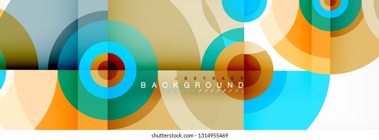 Minimal geometric circles and triangles abstract background, techno modern design, poster template, vector design