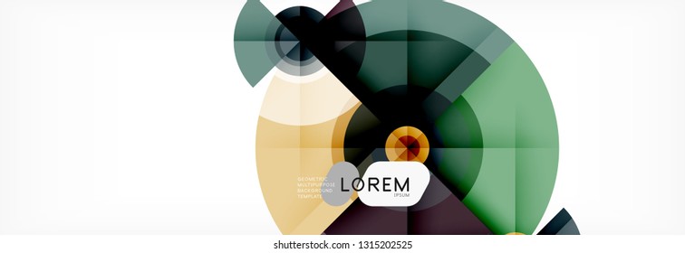 Minimal geometric circles and triangles abstract background, techno modern design, poster template, vector design
