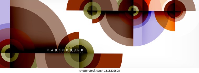 Minimal geometric circles and triangles abstract background, techno modern design, poster template, vector design