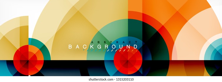 Minimal geometric circles and triangles abstract background, techno modern design, poster template, vector design