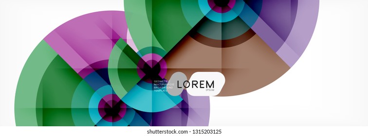 Mínimos círculos geométricos y triángulos de fondo abstracto, diseño tecno moderno, plantilla de afiche, diseño vectorial