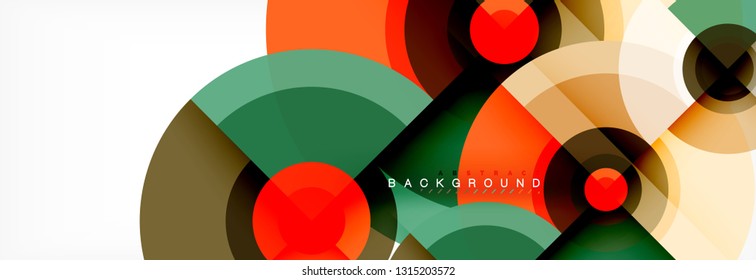 Minimal geometric circles and triangles abstract background, techno modern design, poster template, vector design
