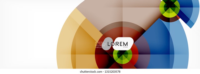 Mínimos círculos geométricos y triángulos de fondo abstracto, diseño tecno moderno, plantilla de afiche, diseño vectorial
