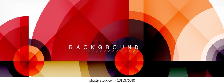 Minimal geometric circles and triangles abstract background, techno modern design, poster template, vector design