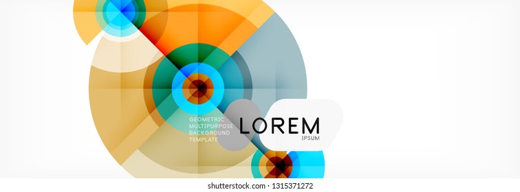 Minimal geometric circles and triangles abstract background, techno modern design, poster template, vector design