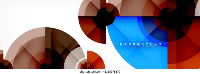 Minimal geometric circles and triangles abstract background, techno modern design, poster template, vector design
