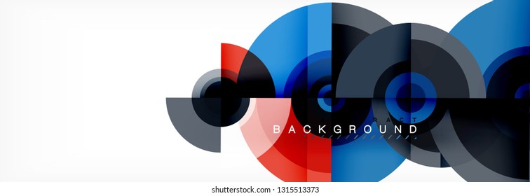 Minimal geometric circles and triangles abstract background, techno modern design, poster template, vector design