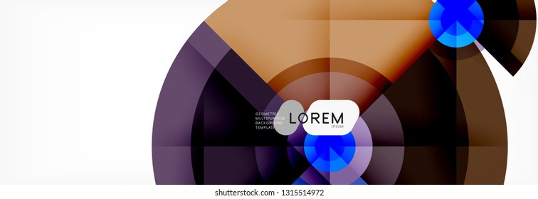 Minimal geometric circles and triangles abstract background, techno modern design, poster template, vector design