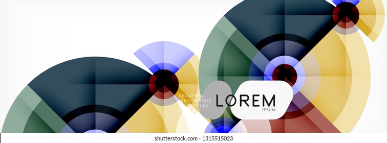 Minimal geometric circles and triangles abstract background, techno modern design, poster template, vector design
