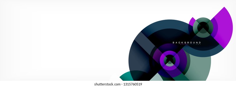 Minimal geometric circles and triangles abstract background, techno modern design, poster template, vector design