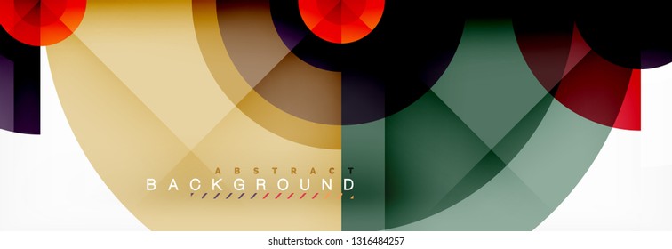 Minimal geometric circles and triangles abstract background, techno modern design, poster template, vector design