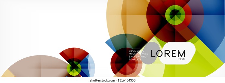 Minimal geometric circles and triangles abstract background, techno modern design, poster template, vector design