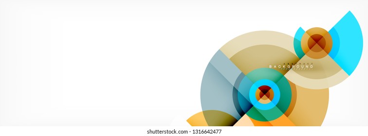 Minimal geometric circles and triangles abstract background, techno modern design, poster template, vector design