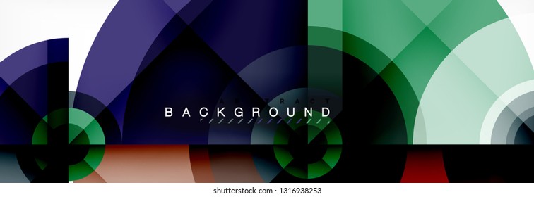 Minimal geometric circles and triangles abstract background, techno modern design, poster template, vector design