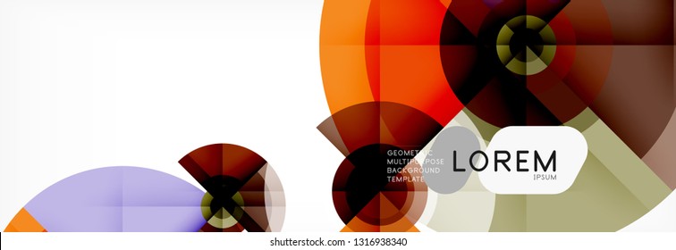 Minimal geometric circles and triangles abstract background, techno modern design, poster template, vector design