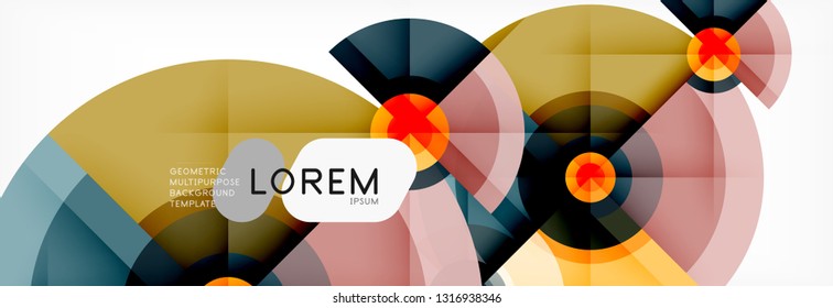 Minimal geometric circles and triangles abstract background, techno modern design, poster template, vector design