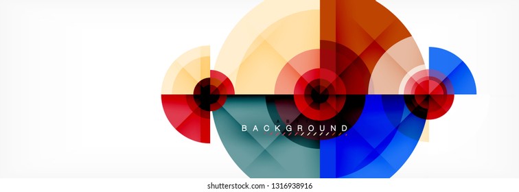 Minimal geometric circles and triangles abstract background, techno modern design, poster template, vector design