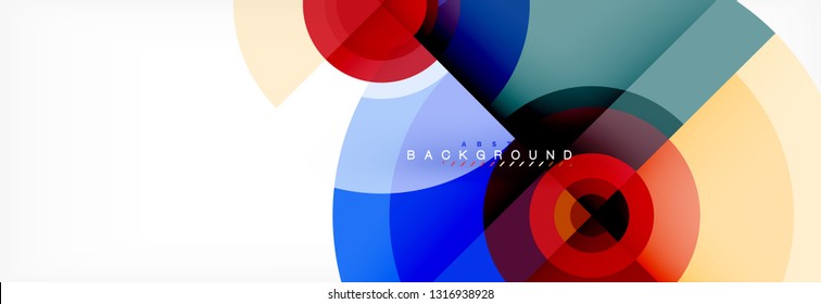 Minimal geometric circles and triangles abstract background, techno modern design, poster template, vector design