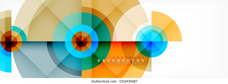 Minimal geometric circles and triangles abstract background, techno modern design, poster template, vector design