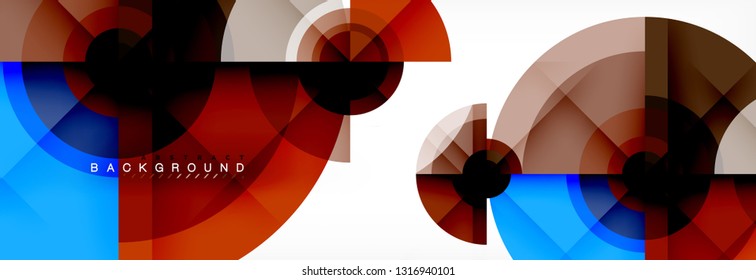 Minimal geometric circles and triangles abstract background, techno modern design, poster template, vector design