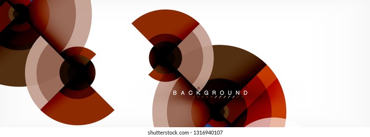 Minimal geometric circles and triangles abstract background, techno modern design, poster template, vector design