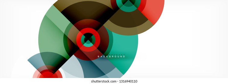 Minimal geometric circles and triangles abstract background, techno modern design, poster template, vector design