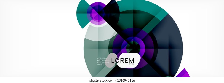 Minimal geometric circles and triangles abstract background, techno modern design, poster template, vector design