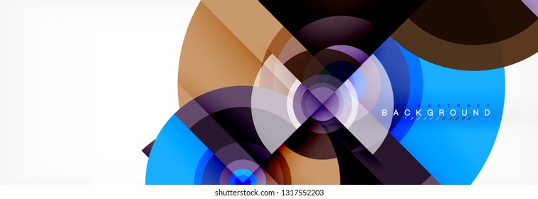 Minimal geometric circles and triangles abstract background, techno modern design, poster template, vector design