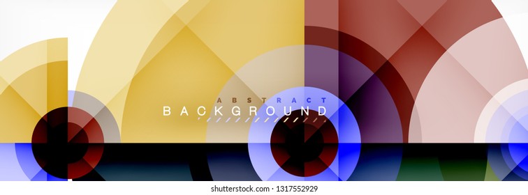 Minimal geometric circles and triangles abstract background, techno modern design, poster template, vector design