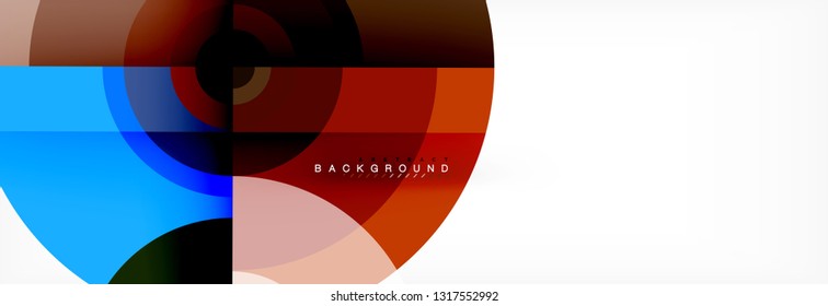 Minimal geometric circles and triangles abstract background, techno modern design, poster template, vector design