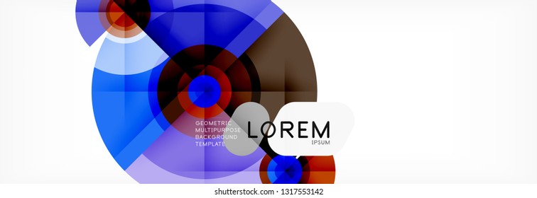 Minimal geometric circles and triangles abstract background, techno modern design, poster template, vector design