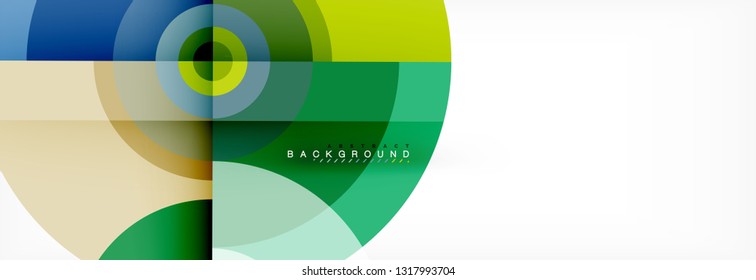 Mínimos círculos geométricos y triángulos de fondo abstracto, diseño tecno moderno, plantilla de afiche, diseño vectorial