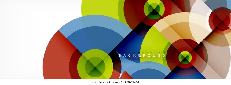 Minimal geometric circles and triangles abstract background, techno modern design, poster template, vector design