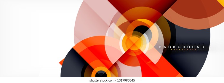 Minimal geometric circles and triangles abstract background, techno modern design, poster template, vector design