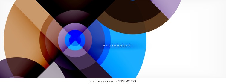 Mínimos círculos geométricos y triángulos de fondo abstracto, diseño tecno moderno, plantilla de afiche, diseño vectorial