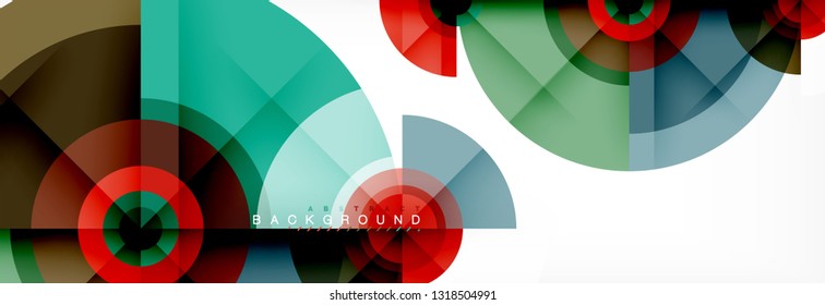 Minimal geometric circles and triangles abstract background, techno modern design, poster template, vector design