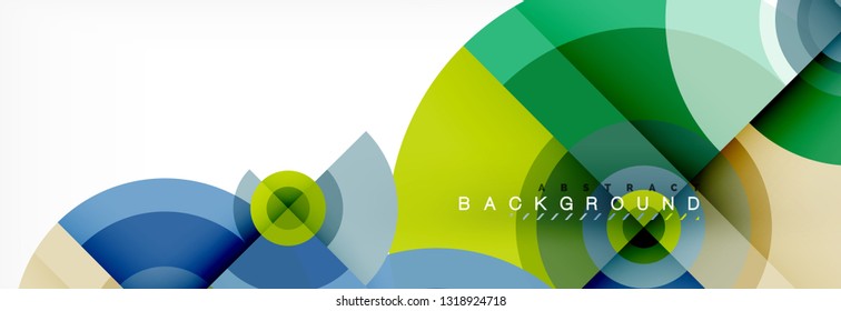 Minimal geometric circles and triangles abstract background, techno modern design, poster template, vector design