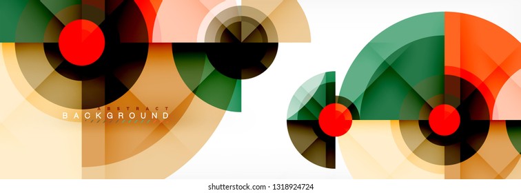 Minimal geometric circles and triangles abstract background, techno modern design, poster template, vector design