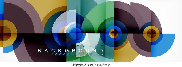 Minimal geometric circles and triangles abstract background, techno modern design, poster template, vector design