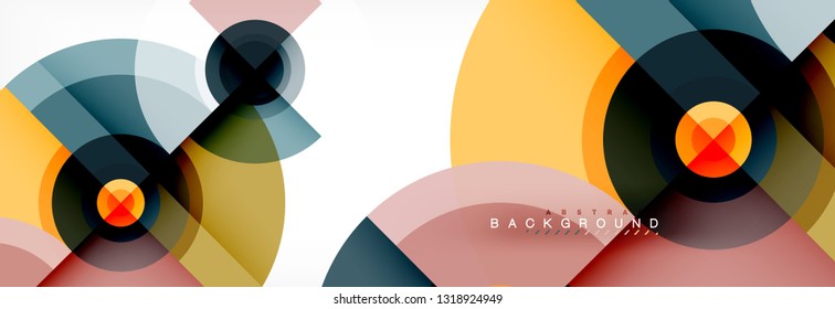 Minimal geometric circles and triangles abstract background, techno modern design, poster template, vector design