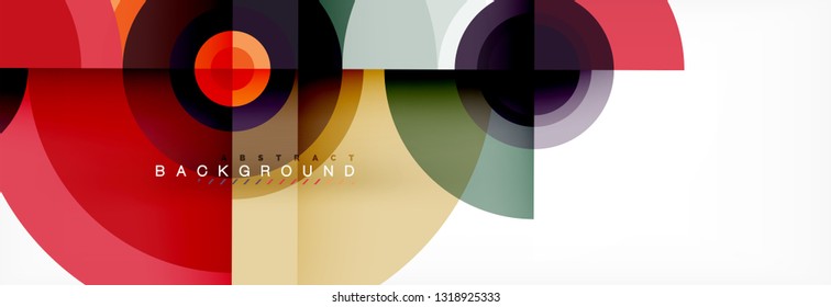 Minimal geometric circles and triangles abstract background, techno modern design, poster template, vector design