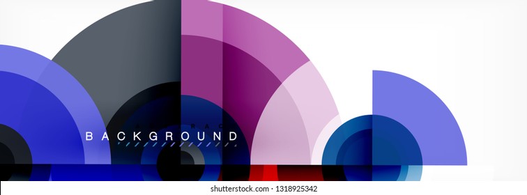 Mínimos círculos geométricos y triángulos de fondo abstracto, diseño tecno moderno, plantilla de afiche, diseño vectorial