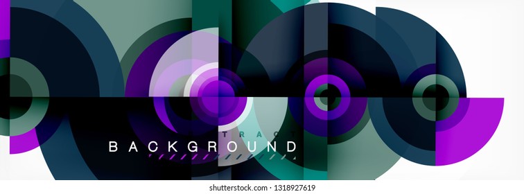 Minimal geometric circles and triangles abstract background, techno modern design, poster template, vector design