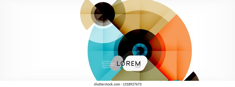 Minimal geometric circles and triangles abstract background, techno modern design, poster template, vector design